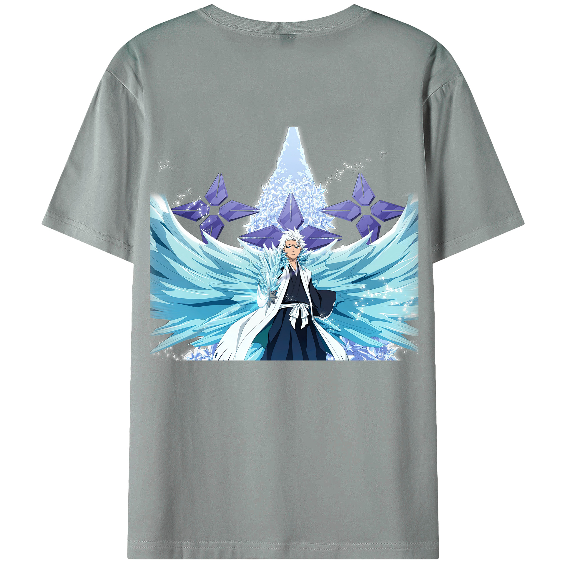 （画像用） ブリーチ 日番谷冬獅郎（ひつがや とうしろう） BLEACH Hitsugaya Toushirou 綿100％ メンズ半袖Tシャツ（バックプリント） 通気性